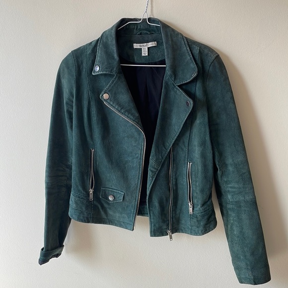 Zara Dark Green Leather Jacket - Picture 1 of 5
